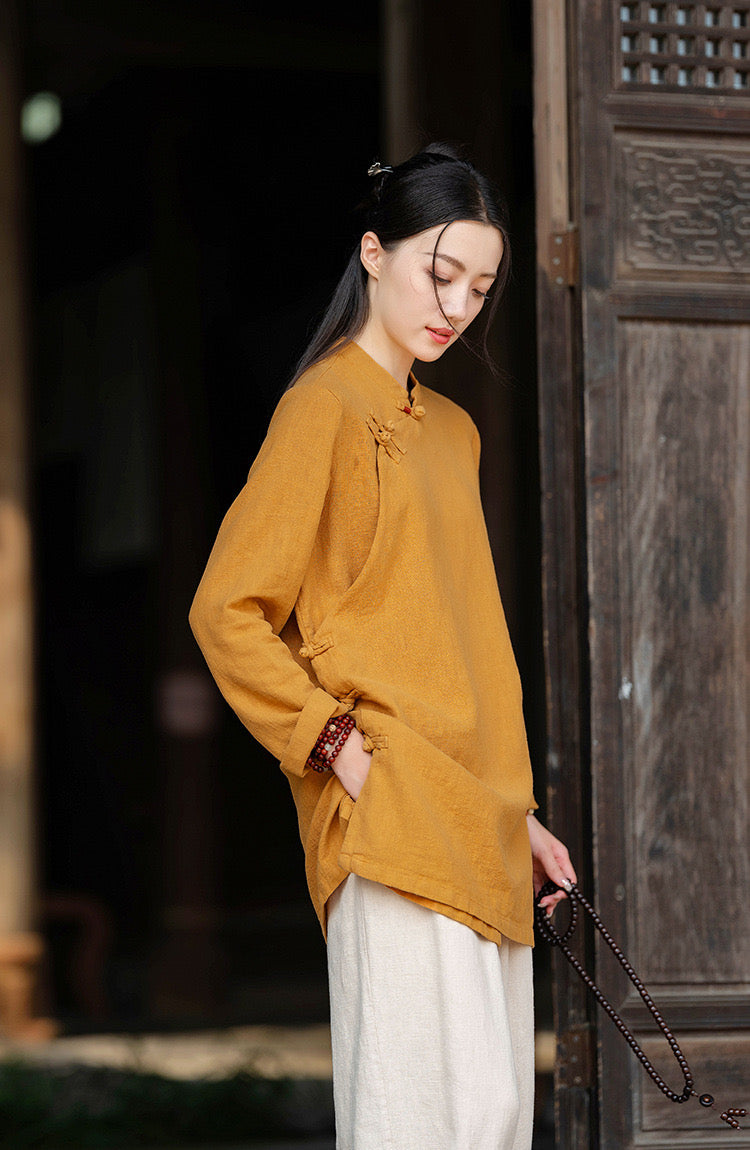 Tao One Tech™ • Zen Tea Meditation Shirt • 7 Buttons • Ramie Bamboo Cotton