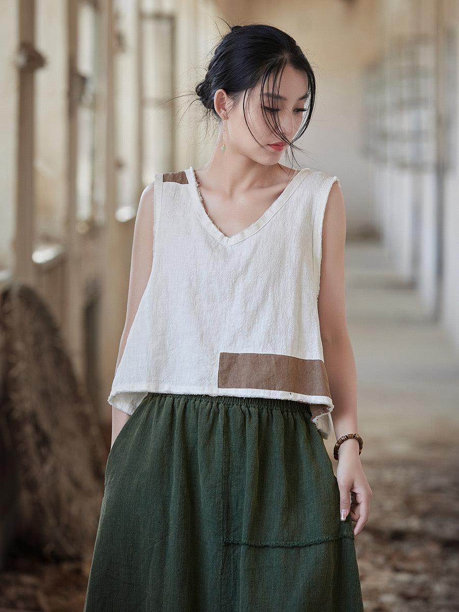 Tao One Tech™ • Cropped Tank Top • Nomadic Traveller • Ramie Cotton