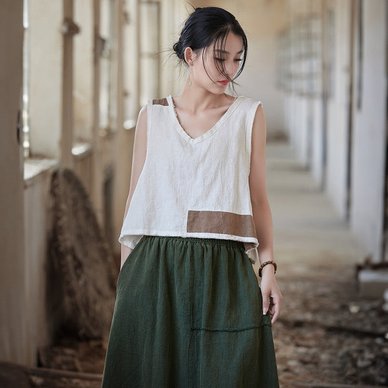 Tao One Tech™ • Cropped Tank Top • Nomadic Traveller • Ramie Cotton