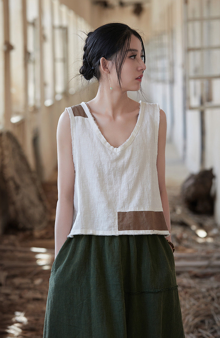 Tao One Tech™ • Cropped Tank Top • Nomadic Traveller • Ramie Cotton