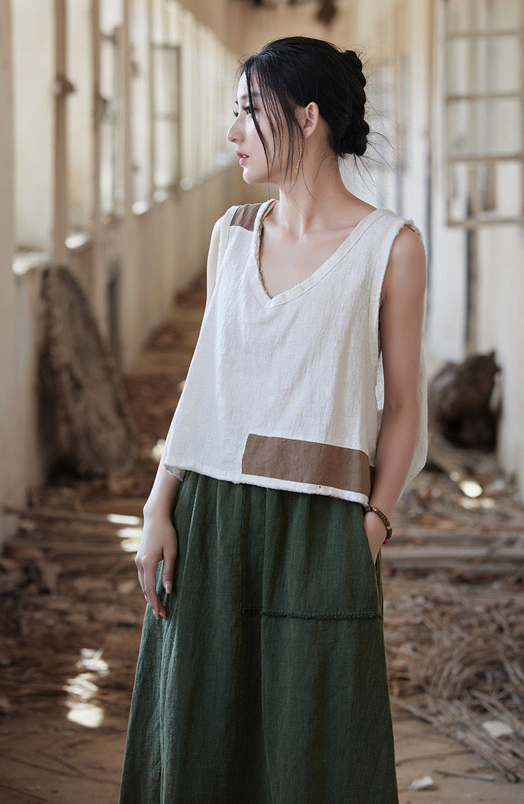 Tao One Tech™ • Cropped Tank Top • Nomadic Traveller • Ramie Cotton