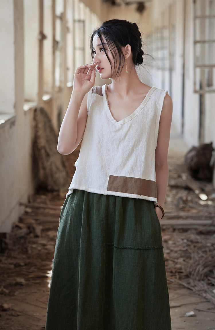 Tao One Tech™ • Cropped Tank Top • Nomadic Traveller • Ramie Cotton