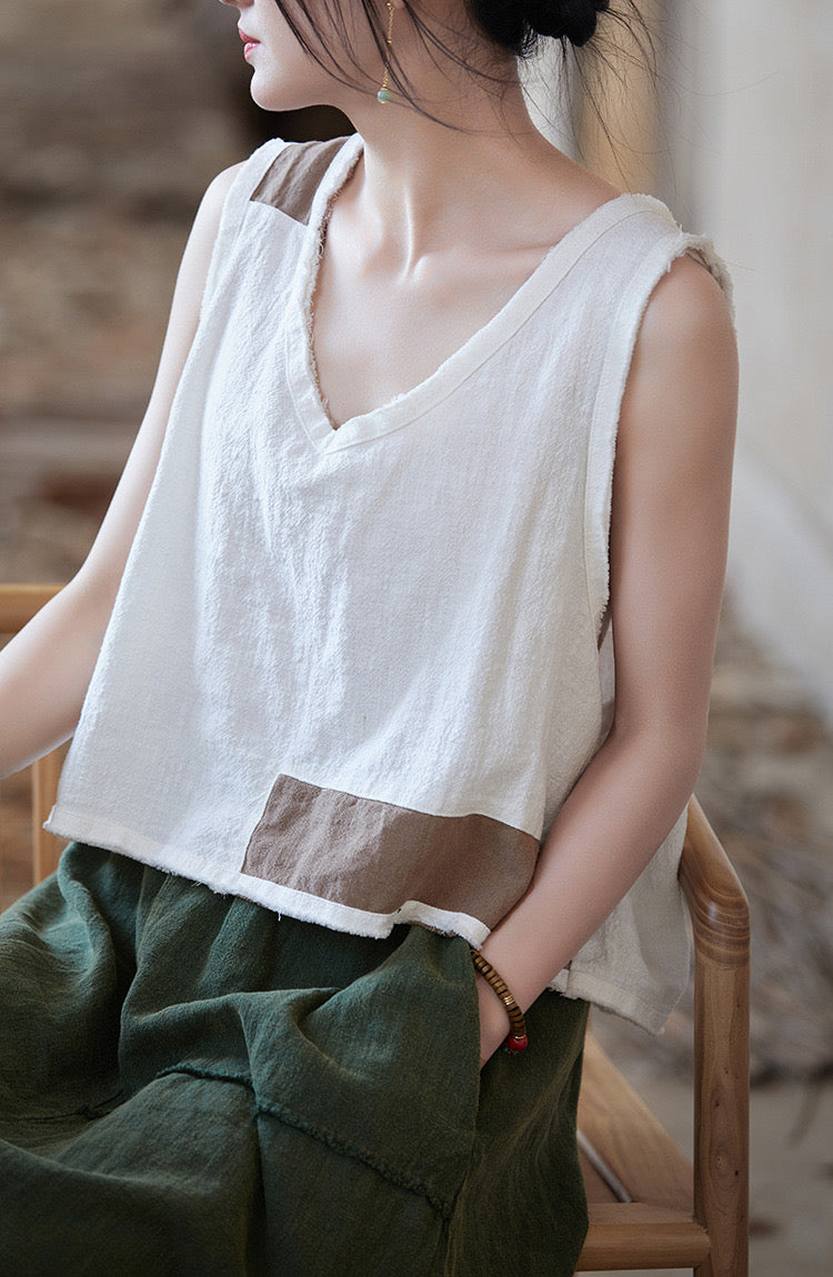 Tao One Tech™ • Cropped Tank Top • Nomadic Traveller • Ramie Cotton