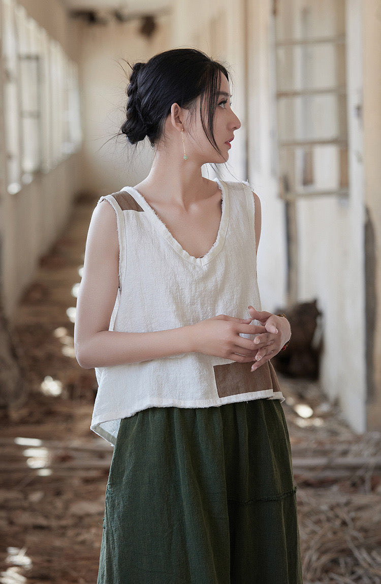 Tao One Tech™ • Cropped Tank Top • Nomadic Traveller • Ramie Cotton