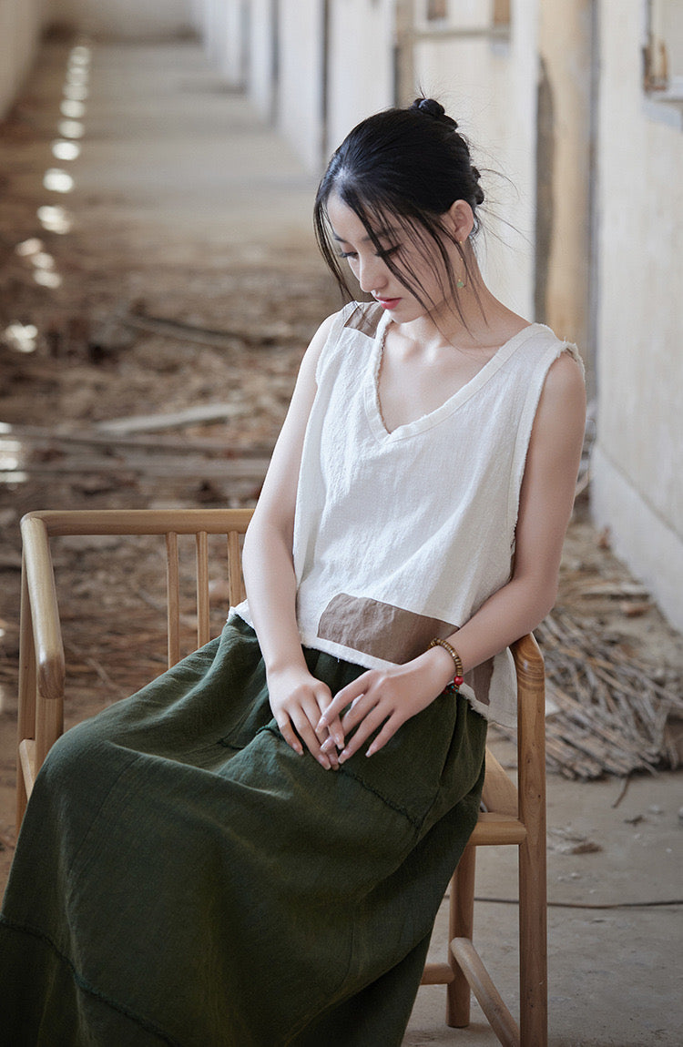 Tao One Tech™ • Cropped Tank Top • Nomadic Traveller • Ramie Cotton