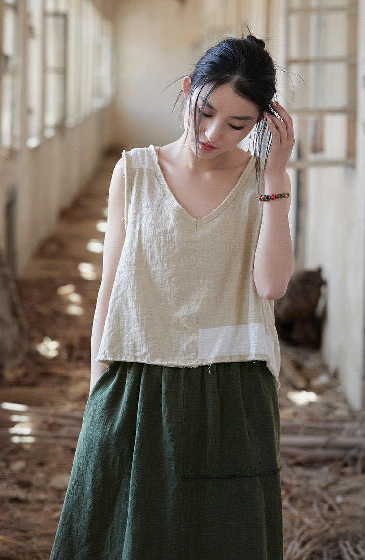 Tao One Tech™ • Cropped Tank Top • Nomadic Traveller • Ramie Cotton