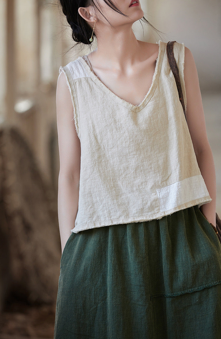 Tao One Tech™ • Cropped Tank Top • Nomadic Traveller • Ramie Cotton