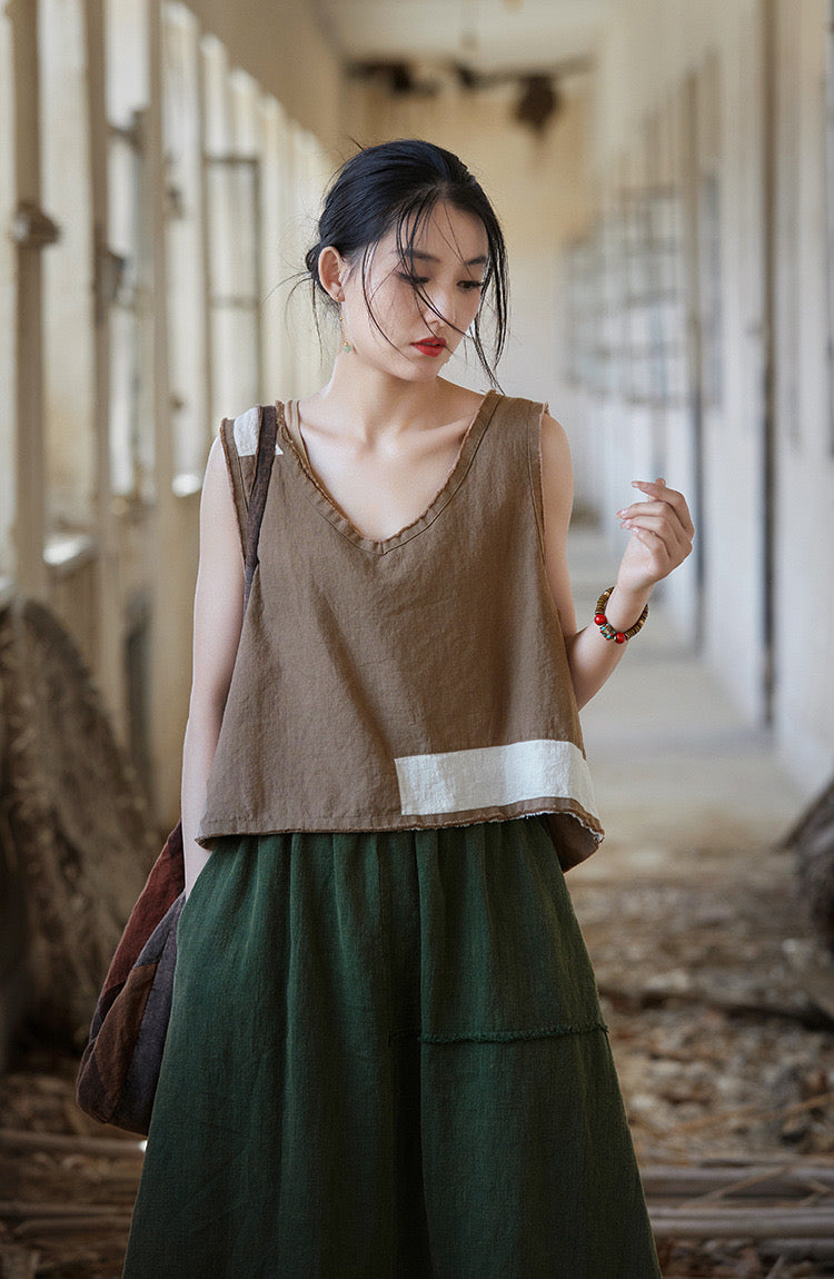 Tao One Tech™ • Cropped Tank Top • Nomadic Traveller • Ramie Cotton