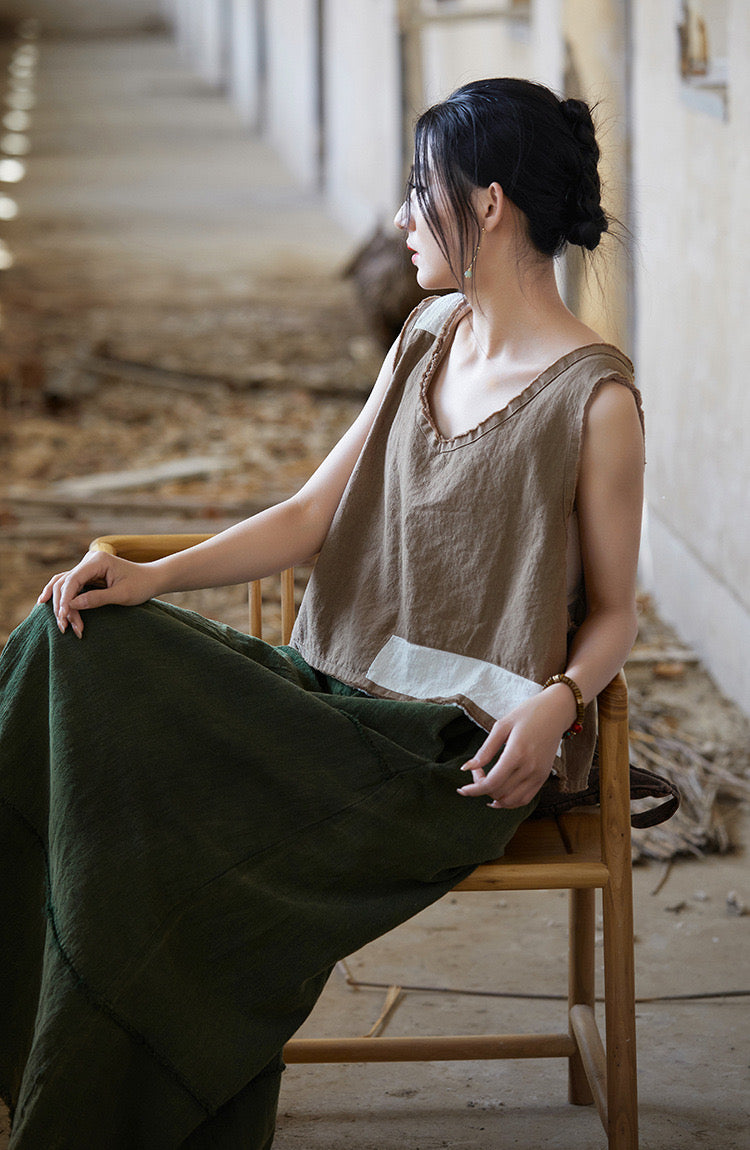 Tao One Tech™ • Cropped Tank Top • Nomadic Traveller • Ramie Cotton