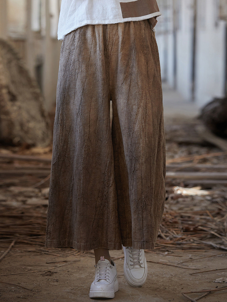 Tao One Tech™ • Flowy Cropped Pants • Tie Dye Folds • Tech Pockets • Ramie Cotton