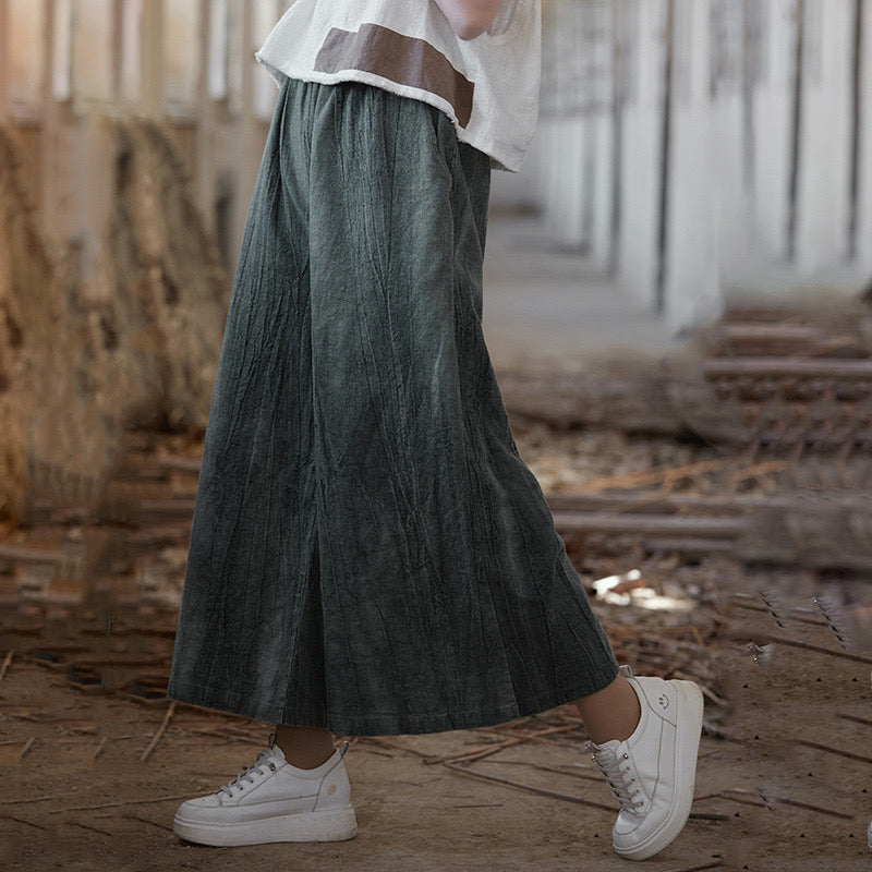 Tao One Tech™ • Flowy Cropped Pants • Tie Dye Folds • Tech Pockets • Ramie Cotton