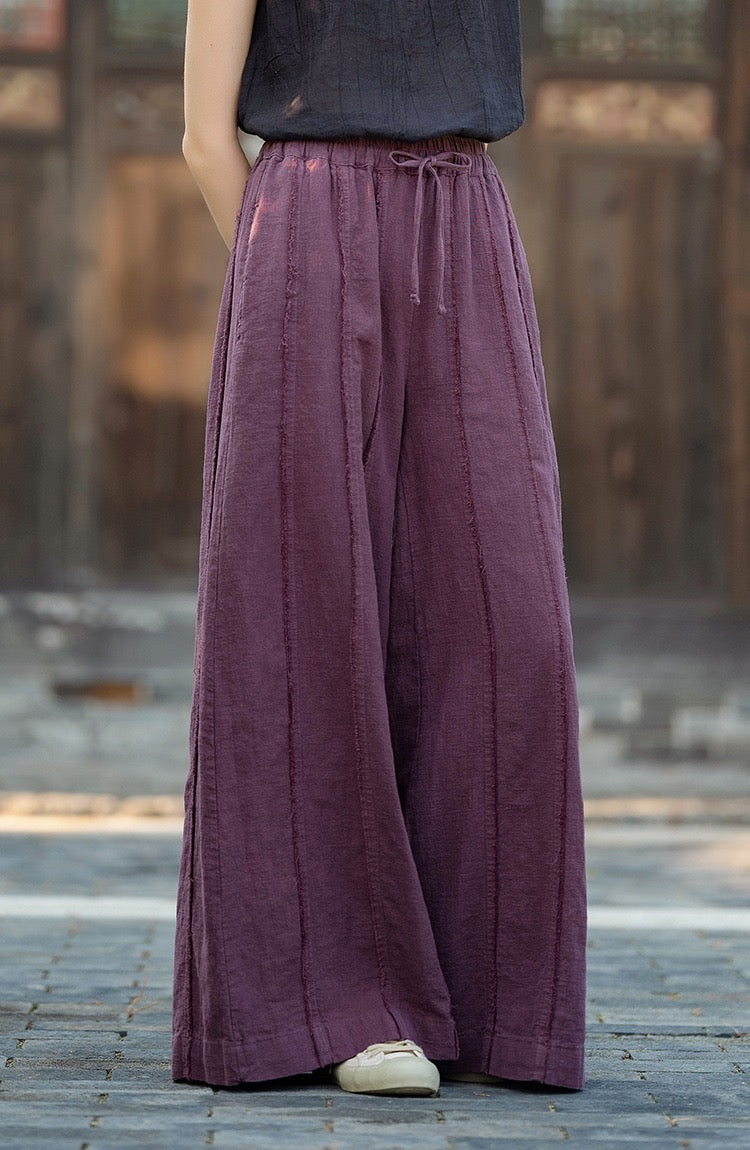 Tao One Tech™ • Flowy Web3 Wide Leg Pumpkin Pants • Breathable • Ramie Bamboo Cotton • Sunscreen Layer • Tech Pockets