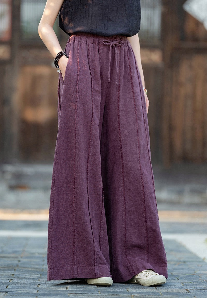 Tao One Tech™ • Flowy Web3 Wide Leg Pumpkin Pants • Breathable • Ramie Bamboo Cotton • Sunscreen Layer • Tech Pockets