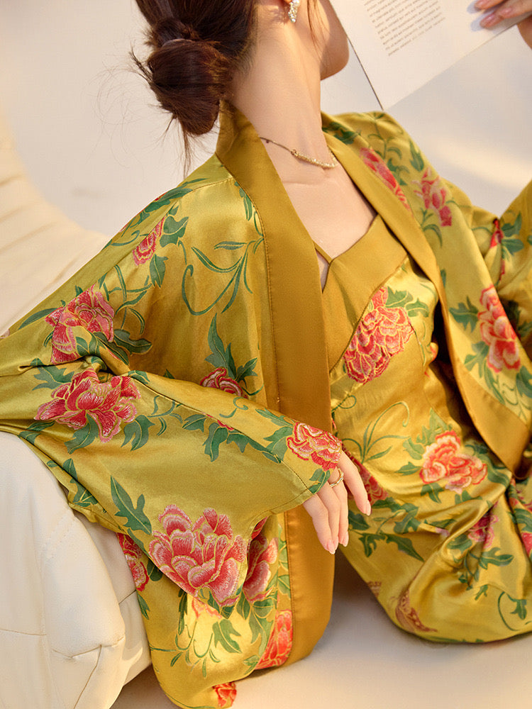 Tao One Tech™ • Golden Rose Kimono • Silky • Flowy