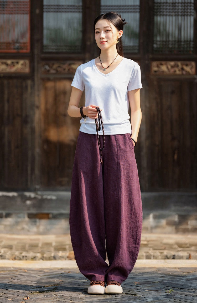 Tao One Tech™ • Zen Knickerbocker Pants • Straight Leg • Center Design • Gongfu Pants • Tech Pockets • Ramie Cotton • Gender Neutral