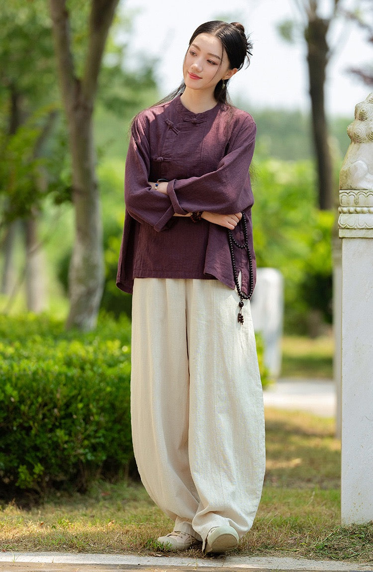 Tao One Tech™ • Zen Knickerbocker Pants • Straight Leg • Center Design • Gongfu Pants • Tech Pockets • Ramie Cotton • Gender Neutral