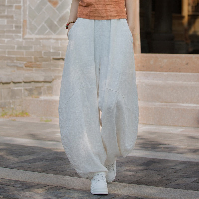 Tao One Tech™ • Zen Meditation Pants • Tai Chi Pants • Tech Pockets • 15 Colours • Sizes S-L • Ramie Cotton • With Optional Cozy Warmth in Plush Gold Velvet Lining • Gender Neutral