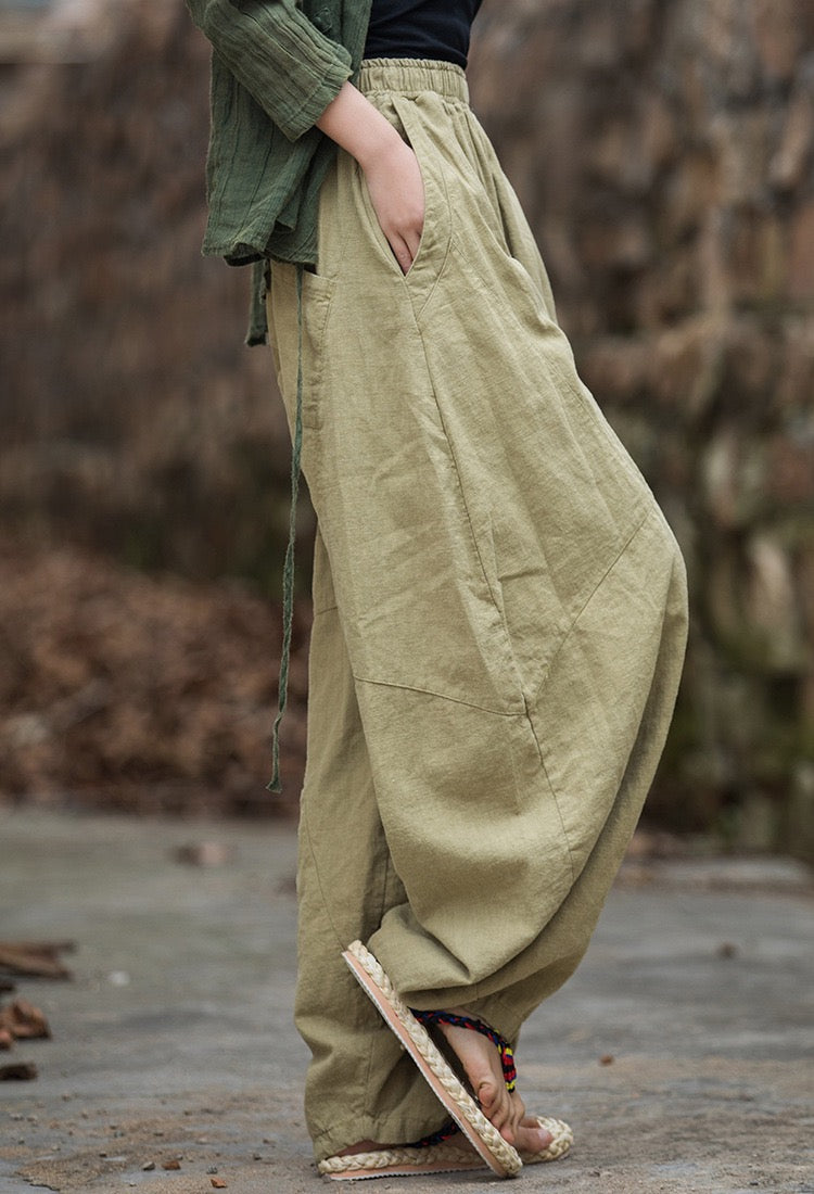 Tao One Tech™ • Zen Meditation Pants • Tai Chi Pants • Tech Pockets • 15 Colours • Sizes S-L • Ramie Cotton • With Optional Cozy Warmth in Plush Gold Velvet Lining • Gender Neutral