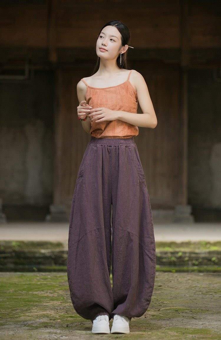 Tao One Tech™ • Zen Meditation Pants • Tai Chi Pants • Tech Pockets • 15 Colours • Sizes S-L • Ramie Cotton • With Optional Cozy Warmth in Plush Gold Velvet Lining • Gender Neutral