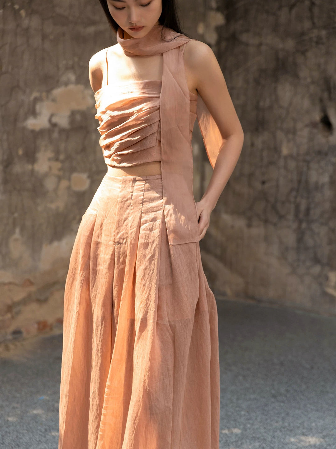 Tao One Tech™ • Rose Tea Dance Tank Top • With Ribbon • Heaven’s Silk Linen • Flowy