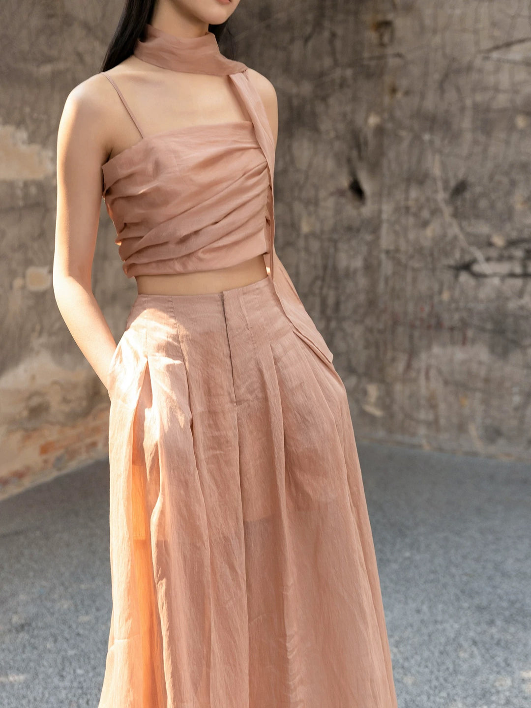 Tao One Tech™ • Rose Tea Dance Tank Top • With Ribbon • Heaven’s Silk Linen • Flowy