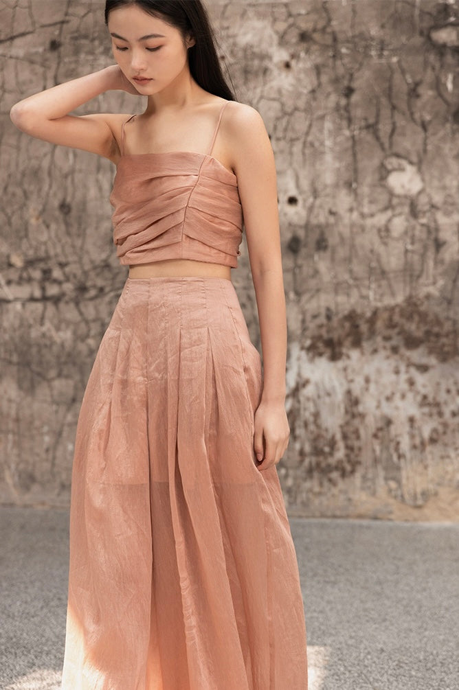 Tao One Tech™ • Rose Tea Dance Tank Top • With Ribbon • Heaven’s Silk Linen • Flowy