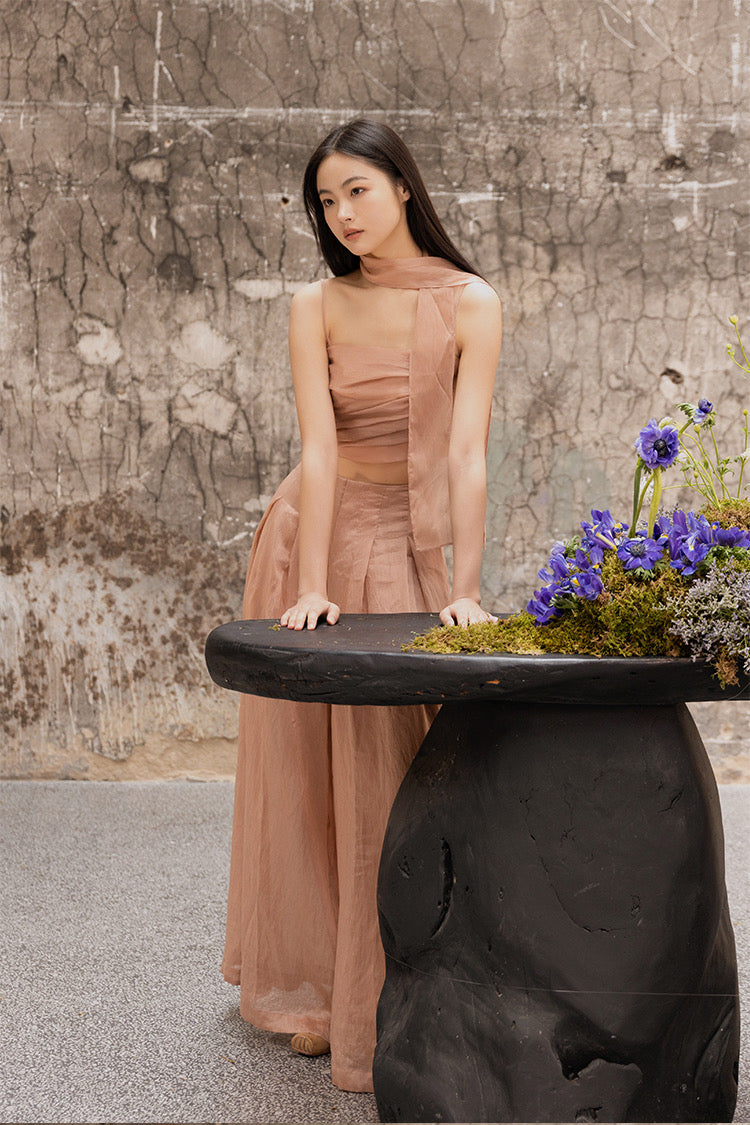 Tao One Tech™ • Rose Tea Dance Tank Top • With Ribbon • Heaven’s Silk Linen • Flowy