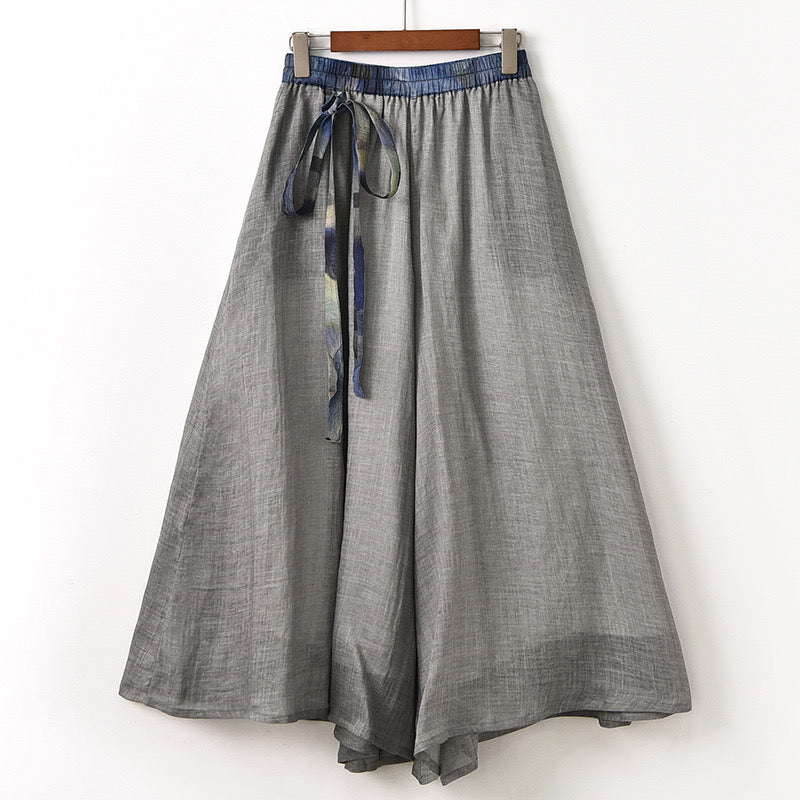 The Dao 道 of Zen Cosmic Flow Skirt Pants • Linen Ramie Sunscreen Layer • Flowy Qi, Breathable, Durable