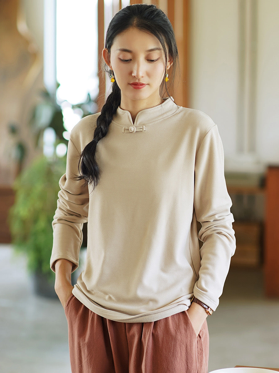 Tao One Tech™ • Zen Elegance Thermal Sweater • Cheongsam Collar • Breathable Cozy Warmth • 1 Button • Vertical Striped Velvet • Vegan Cashmere • Sizes M-XXL