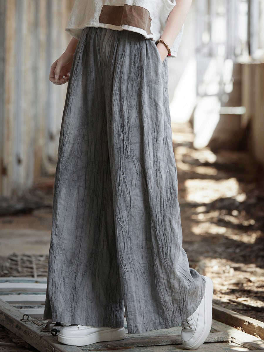 Tao One Tech™ • Flowy Wide Leg Pants • Tie Dye Folds • Tech Pockets • Ramie Cotton