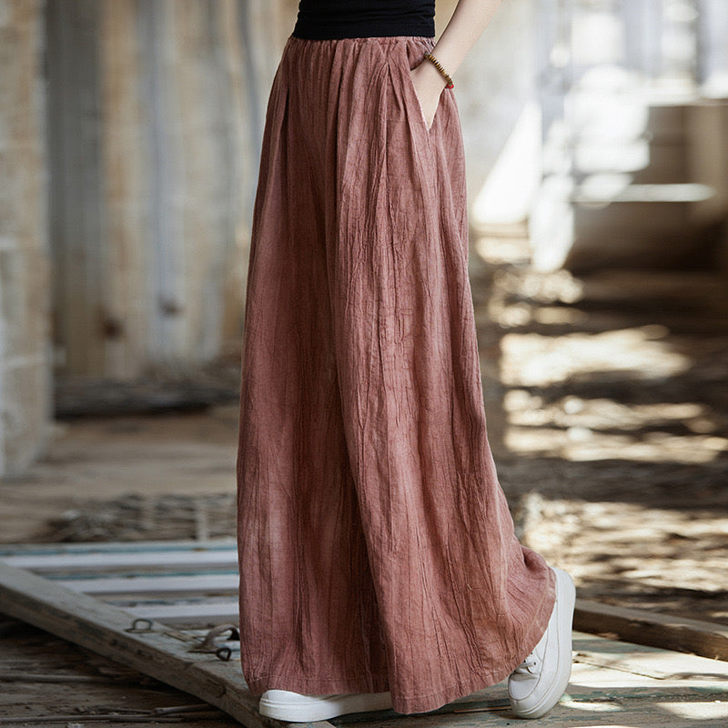 Tao One Tech™ • Flowy Wide Leg Pants • Tie Dye Folds • Tech Pockets • Ramie Cotton