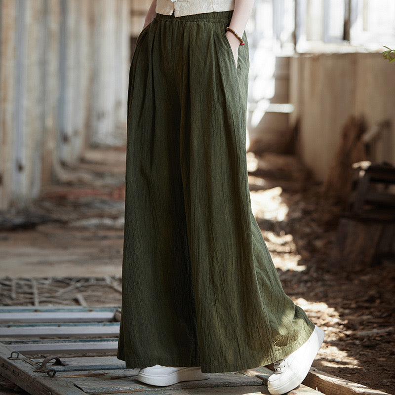 Tao One Tech™ • Flowy Wide Leg Pants • Tie Dye Folds • Tech Pockets • Ramie Cotton