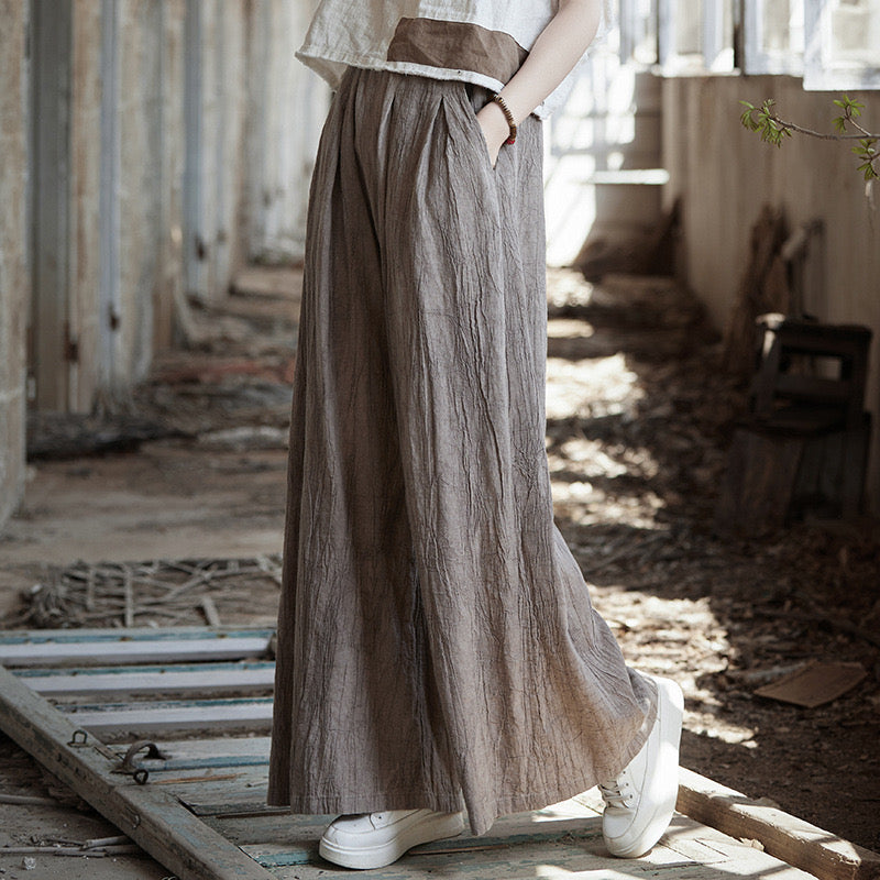 Tao One Tech™ • Flowy Wide Leg Pants • Tie Dye Folds • Tech Pockets • Ramie Cotton