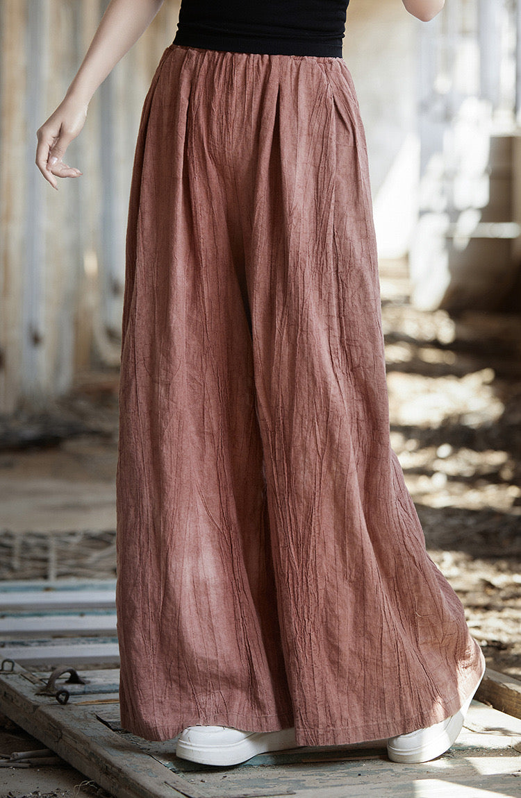 Tao One Tech™ • Flowy Wide Leg Pants • Tie Dye Folds • Tech Pockets • Ramie Cotton