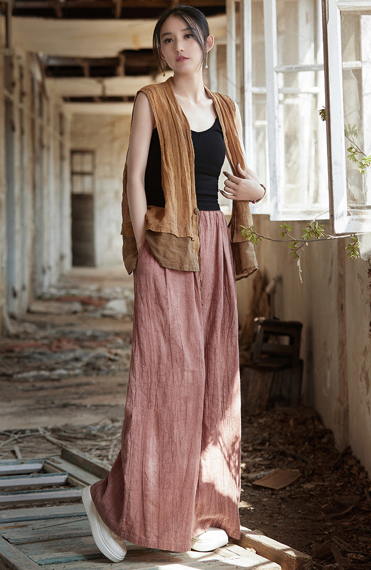 Tao One Tech™ • Flowy Wide Leg Pants • Tie Dye Folds • Tech Pockets • Ramie Cotton