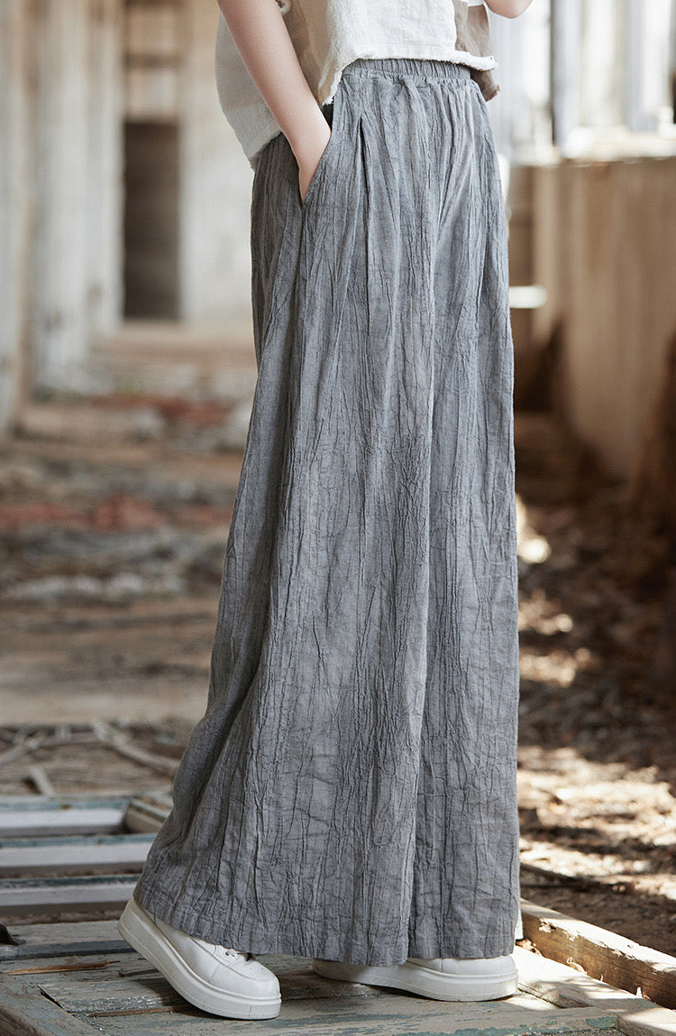 Tao One Tech™ • Flowy Wide Leg Pants • Tie Dye Folds • Tech Pockets • Ramie Cotton