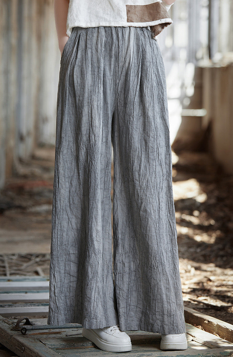 Tao One Tech™ • Flowy Wide Leg Pants • Tie Dye Folds • Tech Pockets • Ramie Cotton