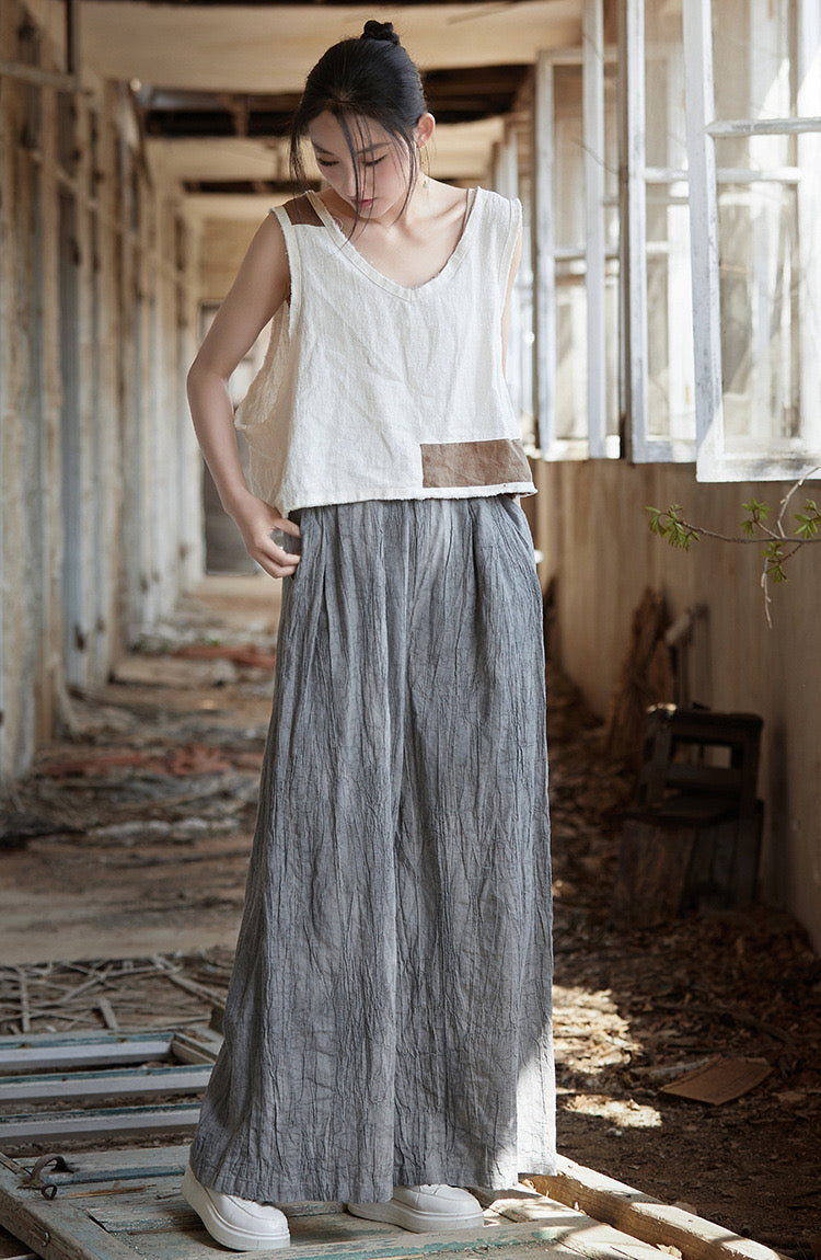 Tao One Tech™ • Flowy Wide Leg Pants • Tie Dye Folds • Tech Pockets • Ramie Cotton