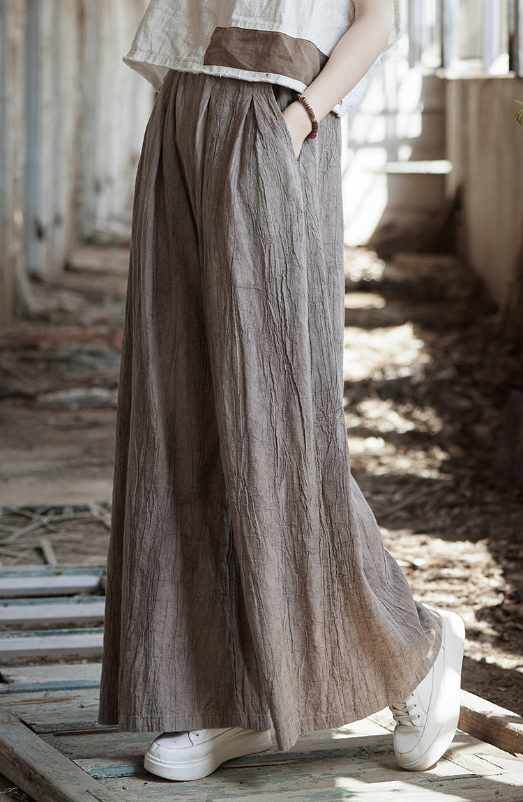 Tao One Tech™ • Flowy Wide Leg Pants • Tie Dye Folds • Tech Pockets • Ramie Cotton