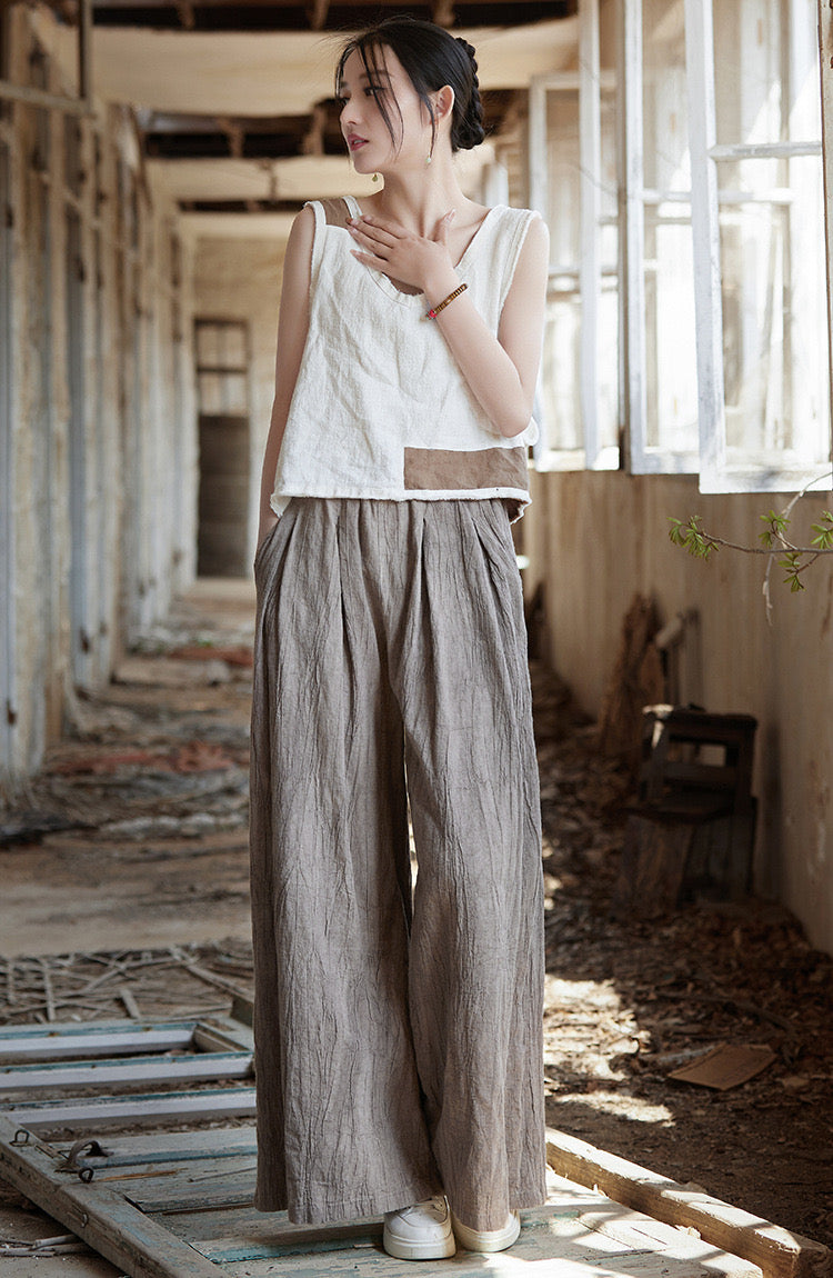 Tao One Tech™ • Flowy Wide Leg Pants • Tie Dye Folds • Tech Pockets • Ramie Cotton