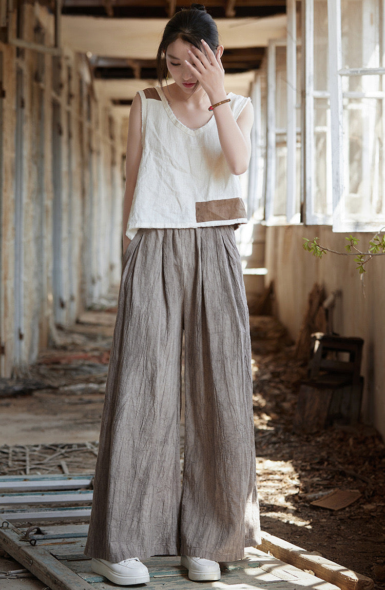 Tao One Tech™ • Flowy Wide Leg Pants • Tie Dye Folds • Tech Pockets • Ramie Cotton