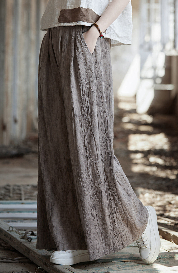 Tao One Tech™ • Flowy Wide Leg Pants • Tie Dye Folds • Tech Pockets • Ramie Cotton