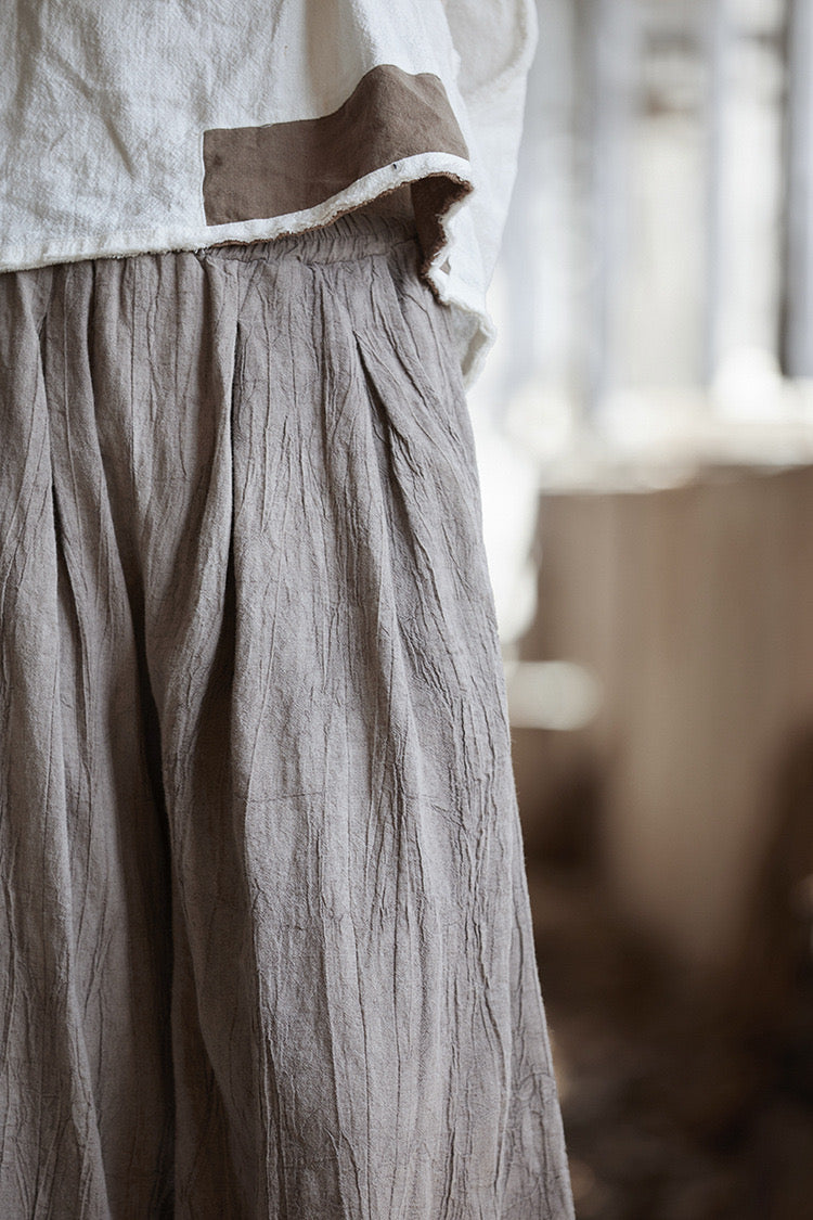 Tao One Tech™ • Flowy Wide Leg Pants • Tie Dye Folds • Tech Pockets • Ramie Cotton