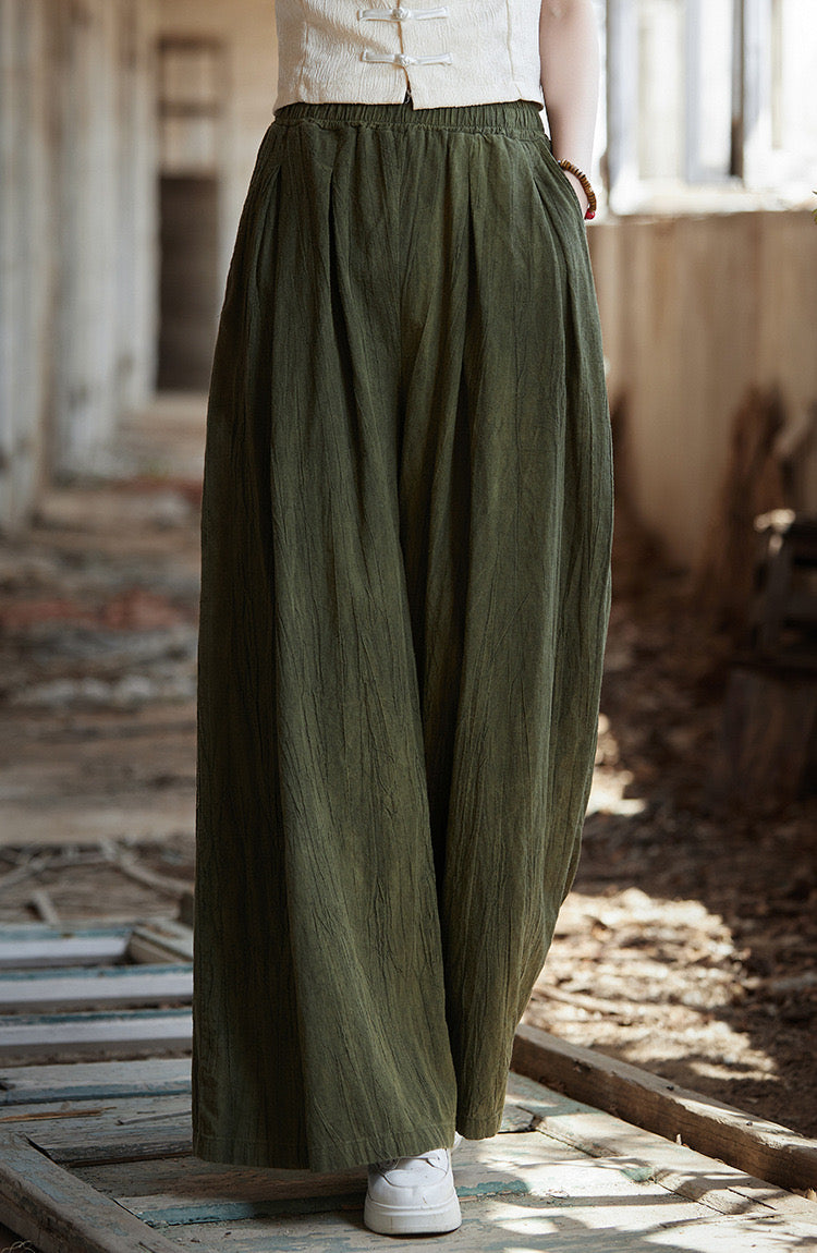 Tao One Tech™ • Flowy Wide Leg Pants • Tie Dye Folds • Tech Pockets • Ramie Cotton