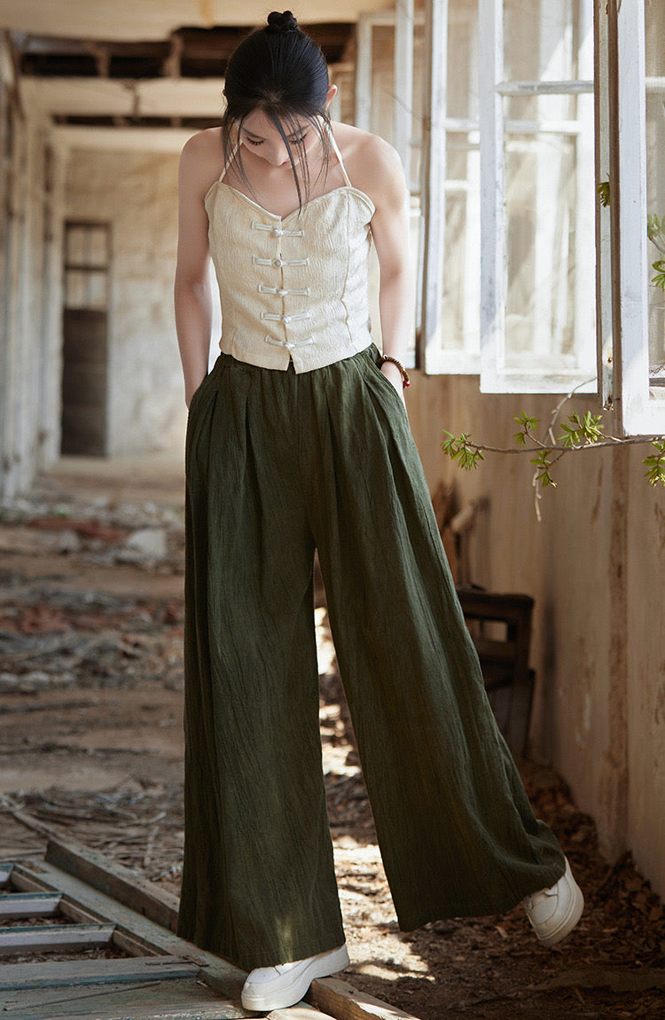 Tao One Tech™ • Flowy Wide Leg Pants • Tie Dye Folds • Tech Pockets • Ramie Cotton