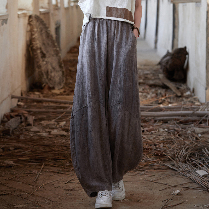 Tao One Tech™ • Zen Meditation Kung Fu Pants • Tie Dye Folds • Tech Pockets • Linen Cotton