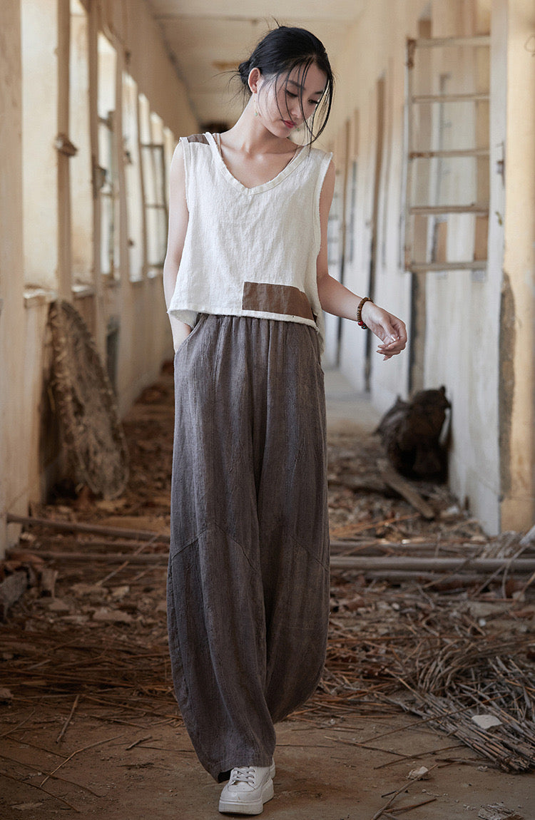 Tao One Tech™ • Zen Meditation Kung Fu Pants • Tie Dye Folds • Tech Pockets • Linen Cotton