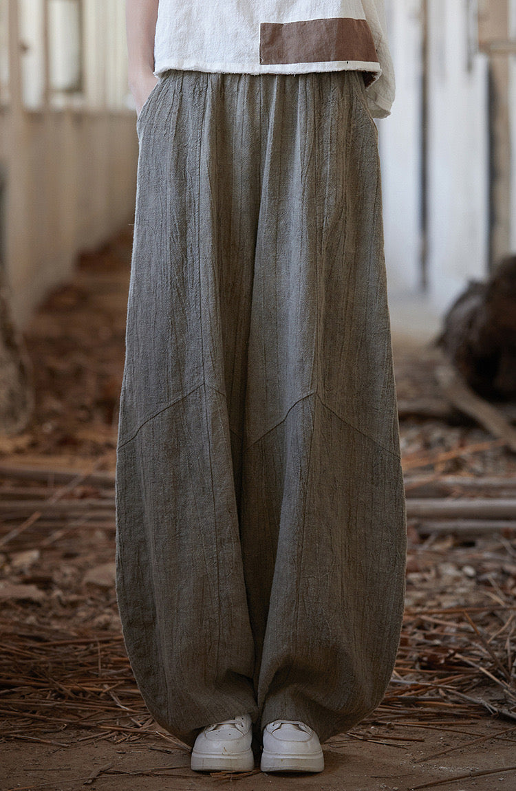 Tao One Tech™ • Zen Meditation Kung Fu Pants • Tie Dye Folds • Tech Pockets • Linen Cotton