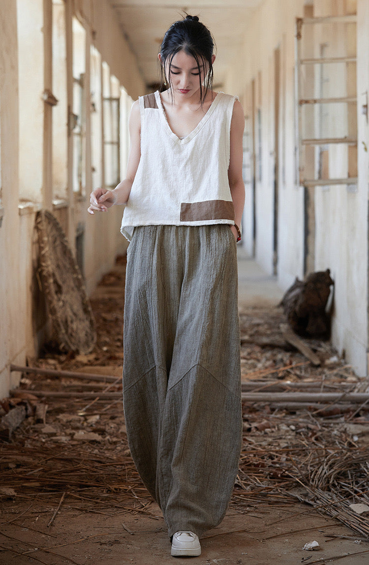 Tao One Tech™ • Zen Meditation Kung Fu Pants • Tie Dye Folds • Tech Pockets • Linen Cotton