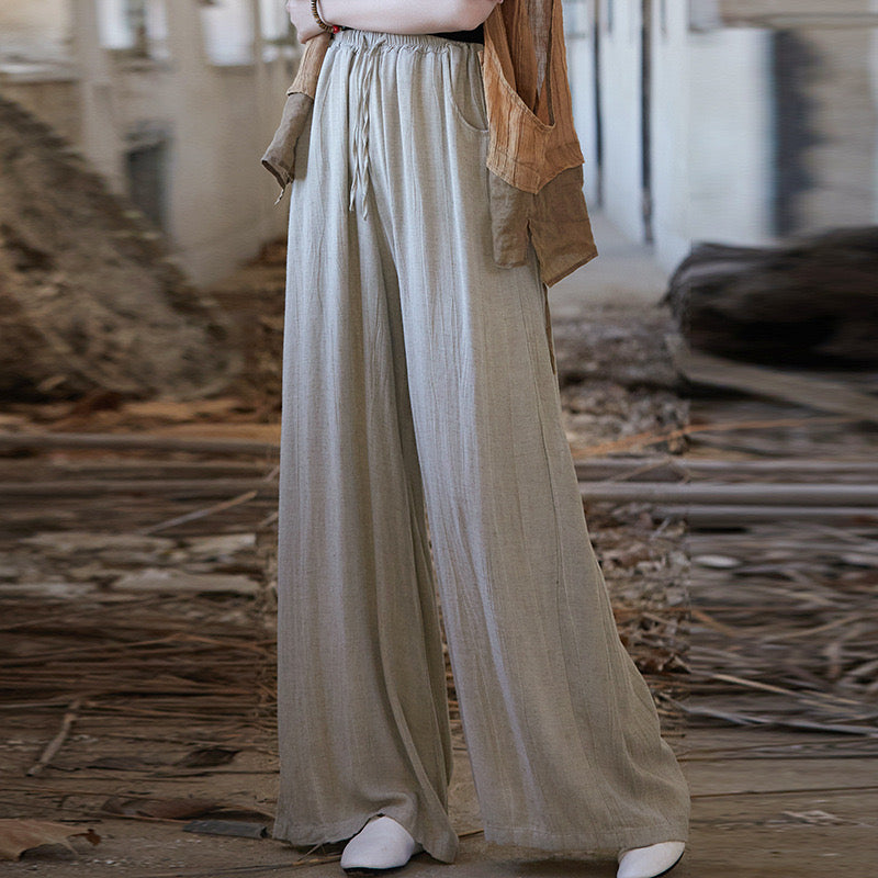 Tao One Tech™ • Heaven and Earth Qigong Pants • Flowy Wide Leg • Tie Dye Folds • Tech Pockets • Heaven's Silk Linen • Gender Neutral